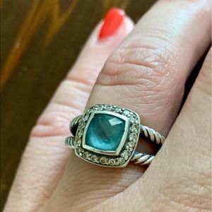 David Yurman Petite Albion Ring Blue Topaz sz 6